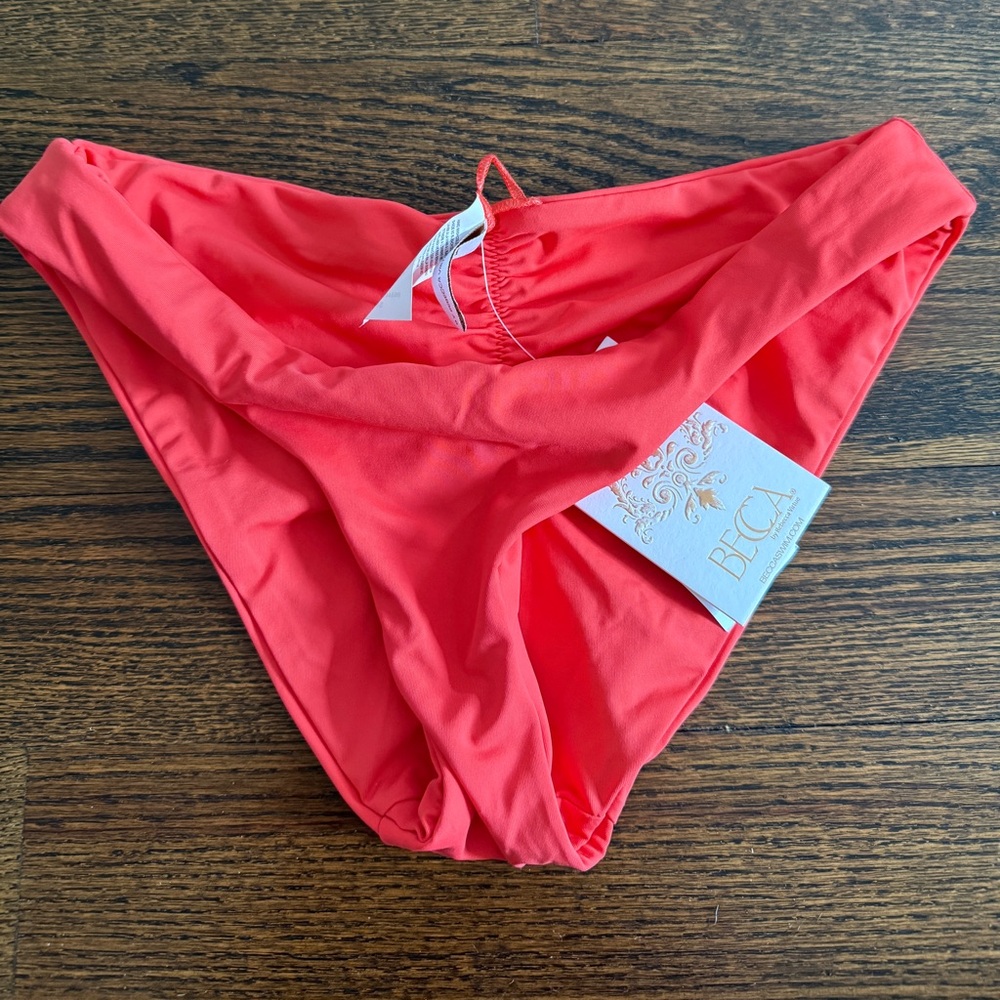 BECCA HIPSTER PANT BIKINI SZ S Coral - Picture 5 of 5